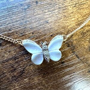 VINTAGE Rhinestone Butterfly Necklace